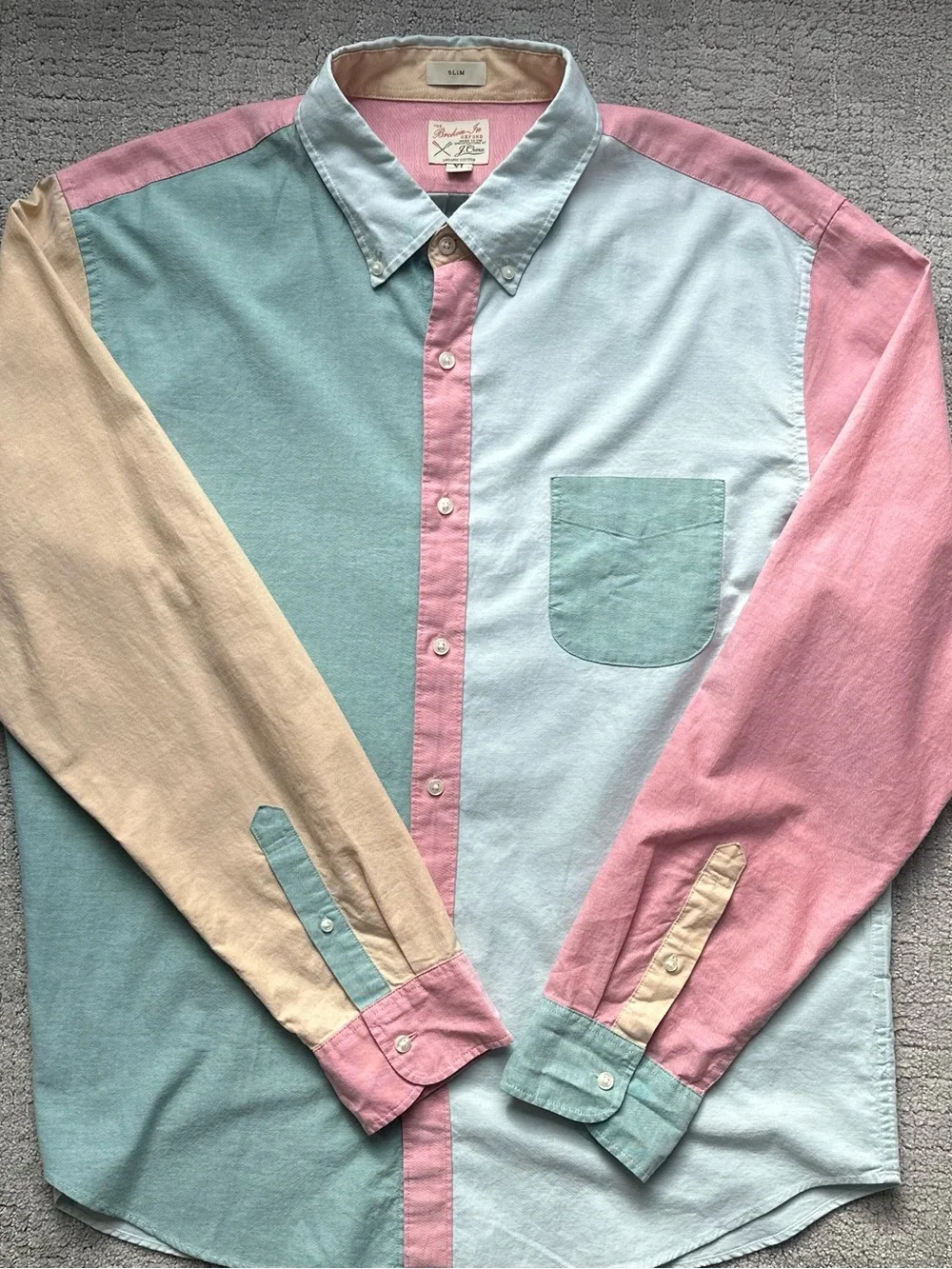 Re-Imagined by J.Crew Broken-In Men’s Oxford Color-block Button-Down Shirt